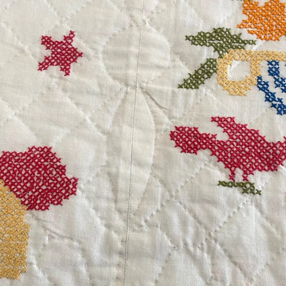Handmade Vintage Paragon Baltimore’s Bride 01167 Cross Stitch Sampler Quilt